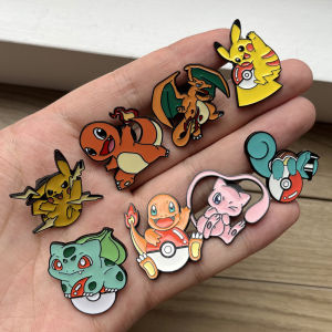 8pcs Pokemon Enamel Pins Set Cute Pikachu Brooches Cartoon Anime Series Lovely Collectible Badges for Fans Birthday Gifts