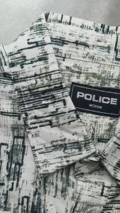 POLICE Kemeja Abstrak Printing Cotton Soft Regular Fit Pria