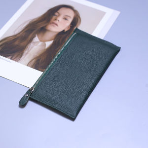 Long Genuine Leather Wallet Womens Ultra-Thin Casual Soft Cowhide Zipper Money Clip Mobile Phone Bag Korean Style New Model