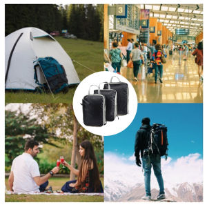 3Pcs/set Travel Storage Bag Compressible Cubes Double Zipper Handbag Waterproof Nylon Luggage Bag