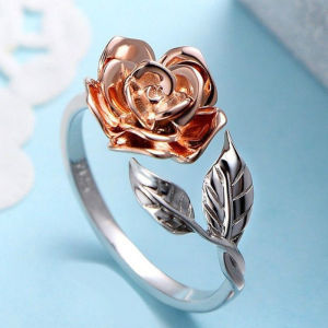 Kaivy New Arrival Ale Rose Flower Ring for Women Fashion Plated Rose Gold Color Split Open Ring Elegant