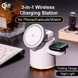 2025 New Qi2 Wireless Charger 3-in-1 Fast Charging Station Stand Folding Holder for iPhone16 15 14 ProMax Airpods Apple Watch