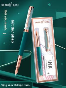 HERO | Bút Máy Luyện Chữ Đẹp Người Lớn Có Cartridge Mực Thay Thế Khắc Tên Theo Yêu Cầu Màu Xanh Cảm Giác Da