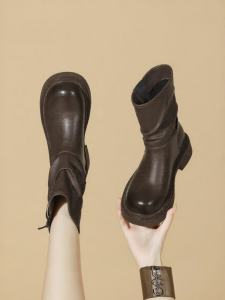 Josiny | Retro Belted Platform Womens Boots Thick Sole