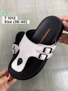 Tansweath - T 1012 Sendal Jepit Wanita Casual Kekinian Wanita Sandal White Cewek 3cm