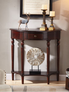 American Style Wooden Hall Table Half Circle Wall Mounted Decorative Entryway Cabinet Retro French Design Storage Furniture