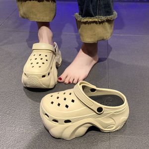 Womens Summer Outdoor Flip Flops Thick Bottom High Heels Beach Sandals Half Slippers Breathable Slip-On EVA Comfortable Shoes