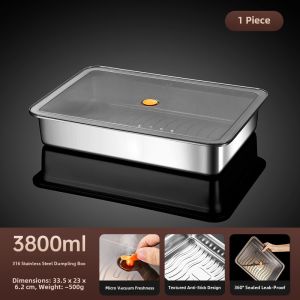 Food Grade 316 Stainless Steel Dumpling Box Freezer Special Quick Freeze Storage Box Fridge Use Easy to Store Dumplings