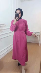 AQILA - Gamis Kayla Crinkle / Dress Wanita Crinkle Airflow / Gamis Wanita Full Kancing