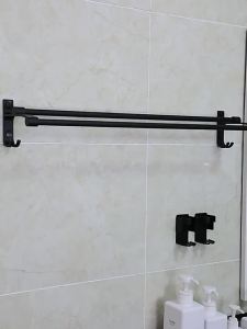 SXH  Towel Rack Alumimum Hanging Rod Wall-Mounted Bathroom Toilet Hang Drying Bath Towel Rack