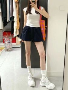 Quần Short Cotton A-line Thường Ngày Quần Nỉ Có Dây Rút Quần Dài Đến Giữa Bắp Chân Quần Dài Mùa Hè Đa Năng Quần Dài Thoải Mái
