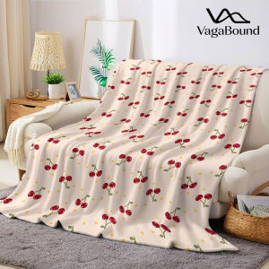 BILIBILI | Red Cherry Tiny Ditsy Flannel Blanket Warm Soft Halloween Christmas Decorative Couch Warm Cozy All-Season Gift