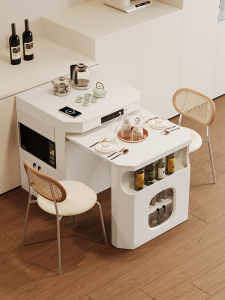 2024 New Arrival Modern Minimalist Retractable Foldable Kitchen Island Dining Table Integrated For Home Small Apartment Multi-Functional Cream Style