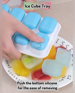 Silicone Ice Cube Trays 14 holes with Spill-Resistant Removable Lid Baby Food Maker Mold Tray Containers BPA-Free