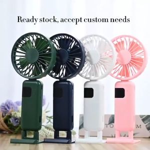 Portable Mini Fan USB Rechargeable Handheld Fan Adjustable Folding Fan Office Foldable Desktop Fan Small Electric Fan wIth Digital Display