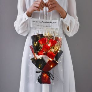 Carnation Sunflower Soap Rose LED String Light Simulation Bouquet For Mothers Day Valentines Day Easter Birthday Gifts