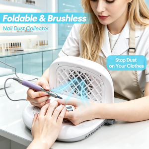 foreverlily | Foldable Nail Dust Collector 5000RPM Strong Suction Dual-Sided Dust Collection Dual Brushless Turbine Vacuum Nail Dust Extractor