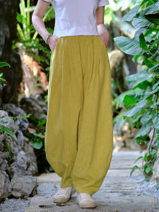 ฤดูใบไม้ผลิฤดูร้อนใหม่หลวม Fit Hemp Blend ผ้าฝ้ายลินินกางเกงผู้หญิงสบายๆศิลปะ Retro สไตล์กางเกงน้ําหนักเบา