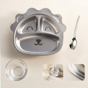 onlycook | Antibacterial 316L Stainless Steel Baby Feeding Plate