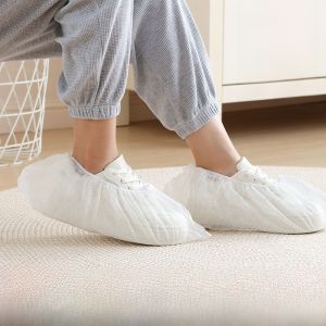 Disposable Shoe Cover Thicken Non-Woven Fabric White For Home Indoor Non Slip Abrasion Resistant Hospitality Decoration Dustproof Summer Breathable
