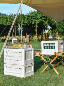 กล่องเก็บของแบบพับได้สำหรับการเดินทางกลางแจ้ง กล่องเก็บของแบบมีฝาปิดทำจากไม้ กล่องเก็บของกันน้ำ กล่องเก็บของในท่อระบายอากาศรถยนต์