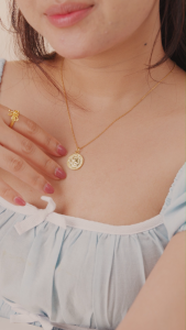 DAVINA Ladies Rosy Necklace Gold Color Sterling Silver 925 - Kalung Wanita Perak S925 Koin