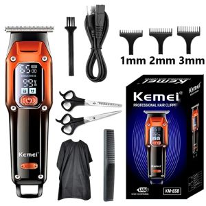 Kemei | Tông Đơ Cắt Tóc Chuyên Nghiệp Kemei KM-658 Có Dây/không Dây Sạc Điện Kèm 3-4 Đầu Cắt Cho Mọi Kiểu Tóc
