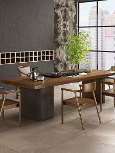 Modern Minimalist Solid Wood Tea Table Integrated Embedded Tea Brewing Drinking Table for Living Room Home Office Balcony