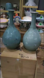Bình celadon bách hạc cực đẹp full hộp gỗ gốm Nhật❤️❤️❤️