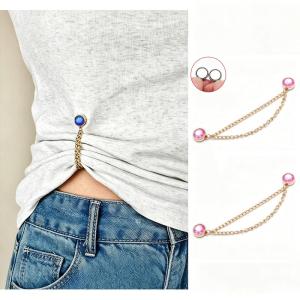 Magnetic Rhinestone Waist Cinch Clips 2 Pack Adjustable Chain Decorative Waist Fixer for Skirt Pants Party Outfits