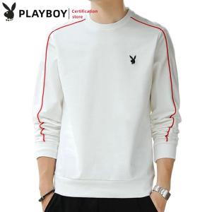 เสื้อสเวตเตอร์เพลย์บอยสำหรับผู้ชายสเวตเตอร์แฟชั่นลำลองสำหรับคอกลมฤดูใบ และ ใบไม้ผลิสีทึบ