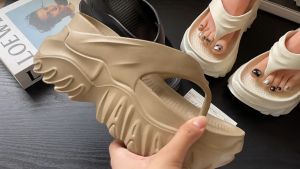 Julyya Slippers For Women Wedge Rubber Flip Flops Thick Sole Korean Fashion