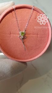 Rosenmarry/ สร้อยคอพลอยแท้เพอริดอทเกรดท๊อป ทรงหัวใจ ตัวเรือนเงินแท้ RN111 พลอยแท้เสริมดวง ของขวัญ ของขวัญวาเลนไทน์