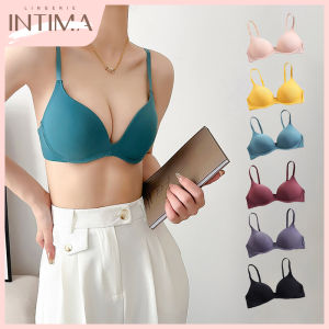 INTIMA 2PCS New A B Thin Cup Seamless Underwear Small Chest Push Up Bra for Women Simple Plain Color Wireless Girls Bras
