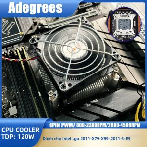 CPU Làm Mát Không Khí 4PIN RGB 120W 80MM Cho Intel X79 X99 E5 2011-3 TDP Bộ Vi Xử Lý Quạt Làm Mát PC Tản Nhiệt Nét Tích Hợp