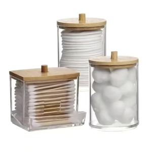 Hộp Đựng Bông Tẩy Trang Bằng Nhựa Chống Bụi Có Nắp - Hộp Đựng Miếng Trang Điểm Tròn Hộp Đựng Chỉ Nha Khoa Hộp Đựng Tăm Bông