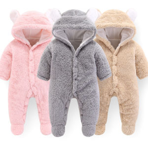 Winter Newborn Baby Rompers Hoodie Girls Boys Clothes Cotton Long Sleeve Toddler Climbing Outwear Warm Infant Jumpsuit 0-12Month