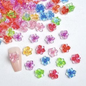 30PCS 3D Transparent Colorful Flowers Nail Art Charms Simulated Glossy Peach Blossom Mixed Nail Decorations for DIY Trendy Nails