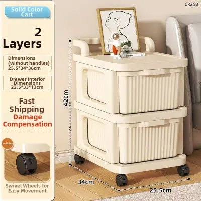 Transparent Drawer Wheeled Multipurpose Storage Cabinet
