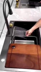 Chậu rửa chén 1 Hố Chậu Rửa Bát INOX 304 Đúc Dập Đáy Tổ Ong Chống Trầy Sang Trọng Kèm Phụ Kiện