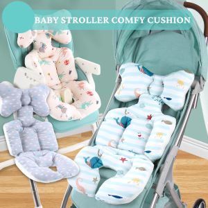 Baby Stroller Cotton Cushion Seat Mat Liner Stroller Mat Cover Accessories Urine Pad Liner Cartoon Trolly Mattress Pushchair Baby Cart Pram Comfortable Baby Stroller Breathable Soft Car Pad (Pink/Beige/Grey)