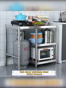 Meja kompor 2 tungku/ Meja Kompor Stainless Steel /Rak dapur Minimalis Serbaguna/ Rak Penyimpanan Tempat Serbaguna/Rak Dapur Susun Stainless Steel /Rak panci/Rak Oven Microwave /Rak wajan/ Rak Bumbu Dapur