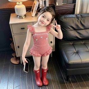 Sweet Checkered Girls Swimsuit
