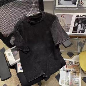 เสื้อยืดแขนสั้นผู้ชายสไตล์อเมริกันย้อนยุค INS BBT ทรงหลวม สวมใส่สบาย ระบายอากาศได้ดี สำหรับผู้ชายและผู้หญิงในฤดูร้อน