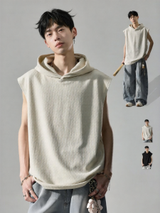 SZON | Hooded Sleeveless T-shirt Men Summer Casual Airy Loose Tank Top