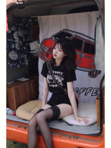 Áo Thun Cotton Tay Ngắn Thường Ngày Mùa Hè Cho Nữ Dáng Ôm Vừa Vặn in Họa Tiết Hoạt Hình Cổ Tròn Dài Vừa Phải Phong Cách Hàn Quốc