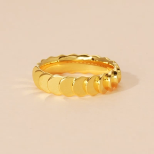 Chow Sang Sang 周生生 999 Pure Gold Essence Scaly Layered Design Ring for Women & Men (Size: 13 Diameter 16.6mm) 94290R Price-by-Weight 5.61g Gold