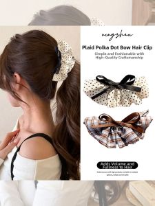 NING ZHOU | Kẹp Tóc Cao Tăng Thể Tích với Thiết Kế Nơ Chấm Bi Caro