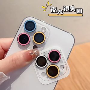 3 PCS Fluorescent Luminous Ceramics Lens Protective Films For iPhone 17 16 15 14 Pro Max Plus 13 12 11 Pro Max Alloy Metal Camera Protection Film Tempered Glass Screen Protector