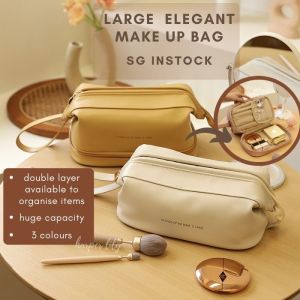 Large Makeup Bag for Women Christmas Gift Christmas Double layer/Single layer Cosmetic Pouchporary Make Up Bag Travel Cosmetic Make Up Bag [SG INSTOCK]